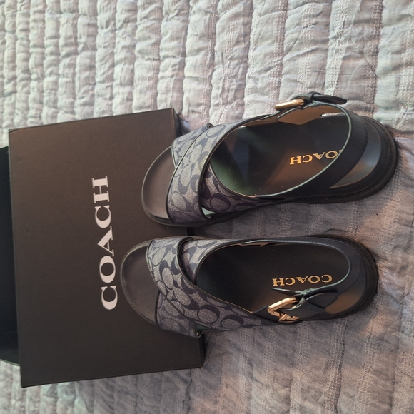 Coach Black Sandals with Signature Pattern - Picture 1 of 6